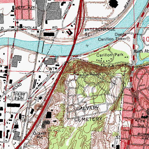 Topographic Map of WDAO-AM (Dayton), OH