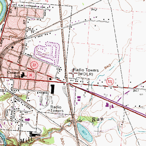 Topographic Map of WDLR-AM (Delaware), OH