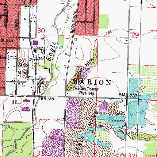 Topographic Map of WFIN-AM (Findlay), OH