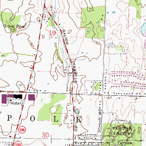 Topographic Map of WGLX-AM (Galion), OH