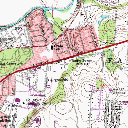 Topographic Map of WMOH-AM (Hamilton), OH