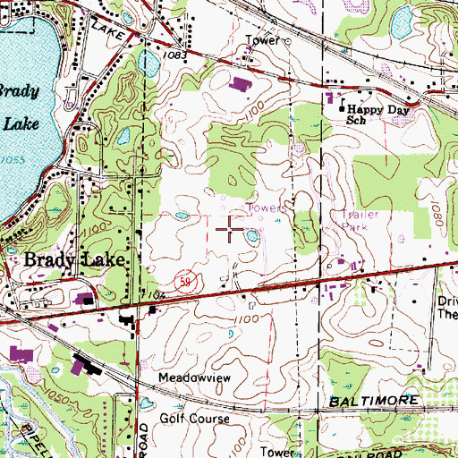 Topographic Map of WJMP-AM (Kent), OH