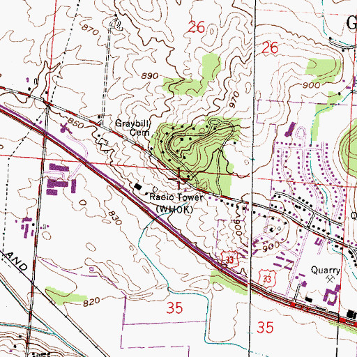 Topographic Map of WLOH-AM (Lancaster), OH