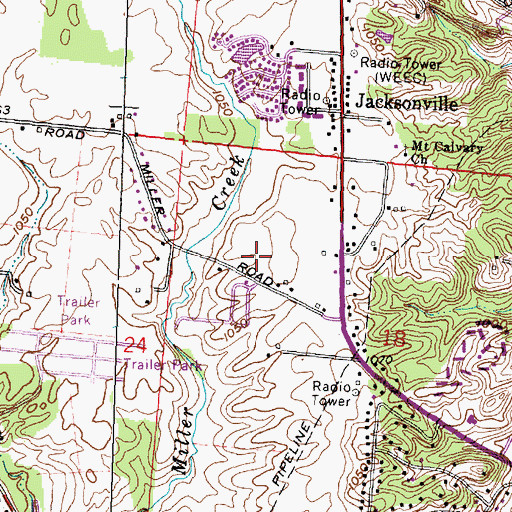 Topographic Map of WBLY-AM (Springfield), OH