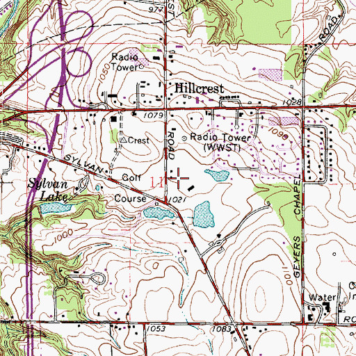 Topographic Map of WKVX-AM (Wooster), OH