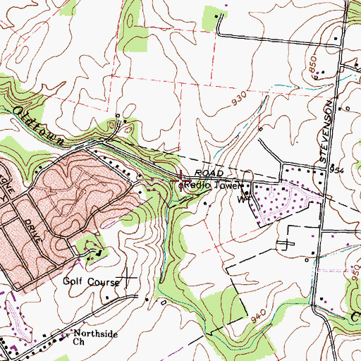 Topographic Map of WBZI-AM (Xenia), OH