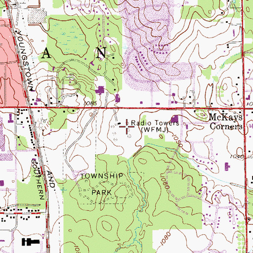 Topographic Map of WHOT-AM (Youngstown), OH