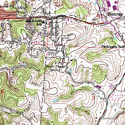 Topographic Map of WHIZ-AM (Zanesville), OH