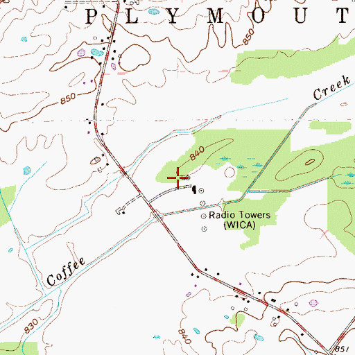 Topographic Map of WREO-FM (Ashtabula), OH