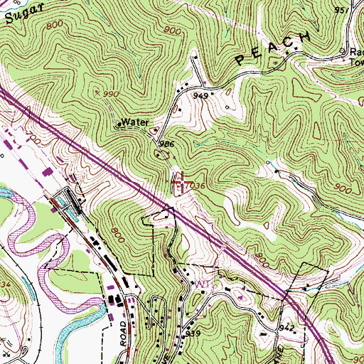 Topographic Map of WXTQ-FM (Athens), OH