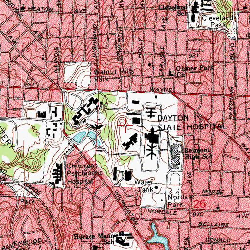 Topographic Map of WYMJ-FM (Beavercreek), OH