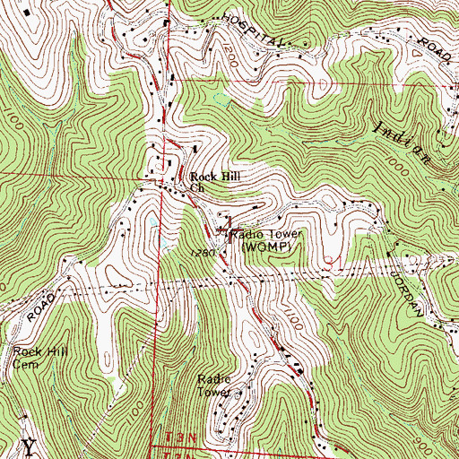 Topographic Map of WOMP-FM (Bellaire), OH