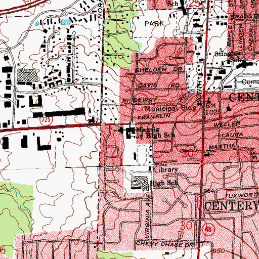 Topographic Map of WCWT-FM (Centerville), OH