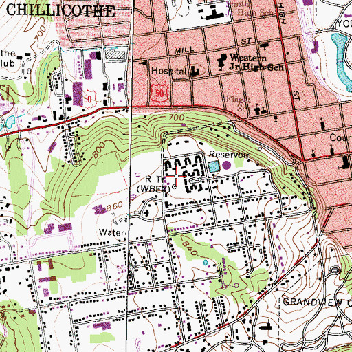 Topographic Map of WKKJ-FM (Chillicothe), OH