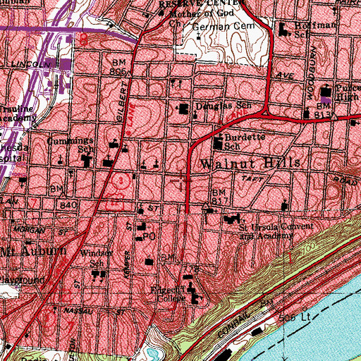 Topographic Map of WAIF-FM (Cincinnati), OH