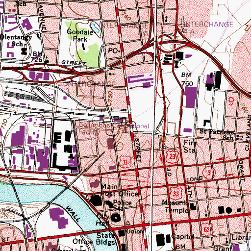 Topographic Map of WNCI-FM (Columbus), OH