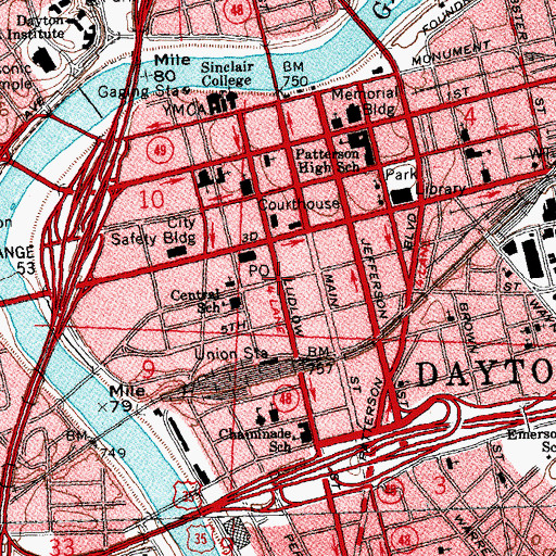 Topographic Map of WDPR-FM (Dayton), OH