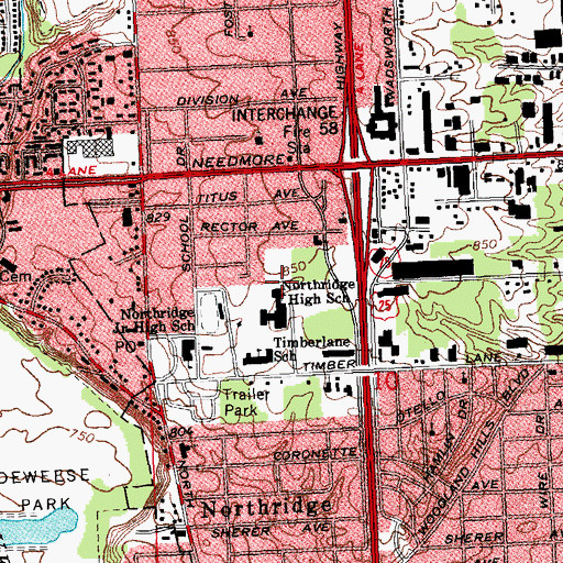 Topographic Map of WGXM-FM (Dayton), OH