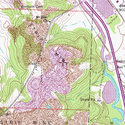 Topographic Map of WJER-FM (Dover), OH
