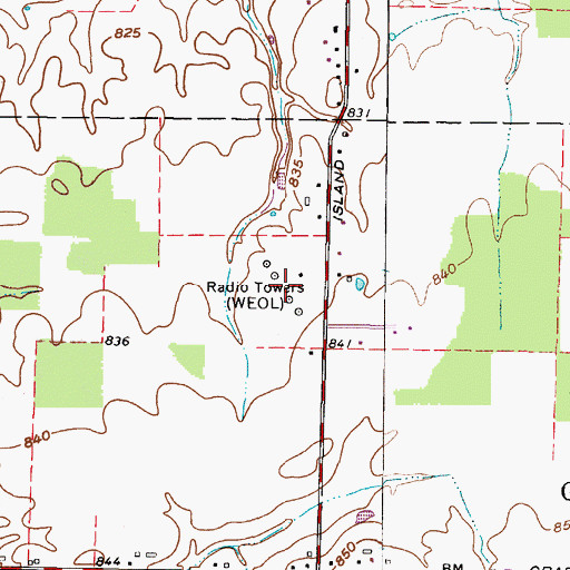 Topographic Map of WNWV-FM (Elyria), OH