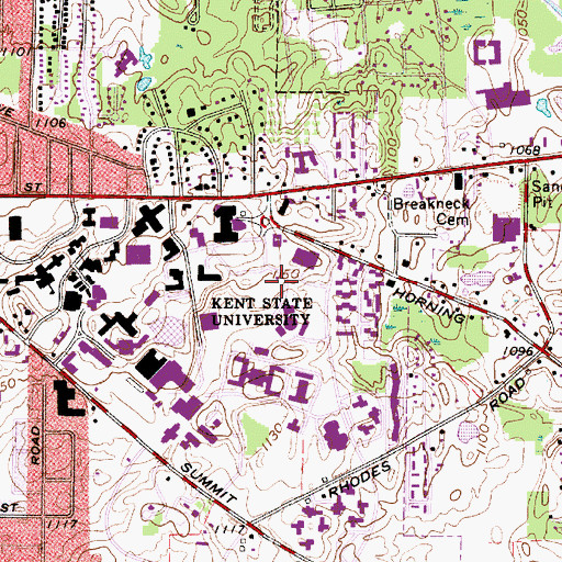 Topographic Map of WKSU-FM (Kent), OH