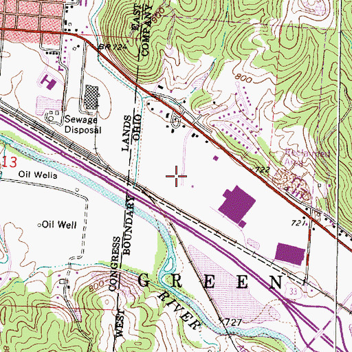 Topographic Map of WLGN-FM (Logan), OH