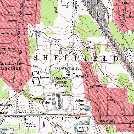 Topographic Map of WZLE-FM (Lorain), OH