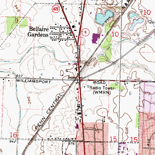 Topographic Map of WMRN-FM (Marion), OH