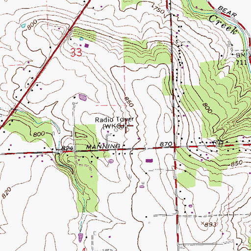 Topographic Map of WFCJ-FM (Miamisburg), OH