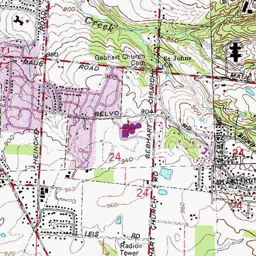 Topographic Map of WMHS-FM (Miamisburg), OH
