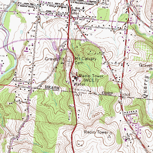 Topographic Map of WCLT-FM (Newark), OH