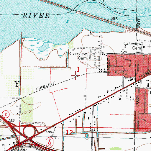 Topographic Map of WXKR-FM (Port Clinton), OH