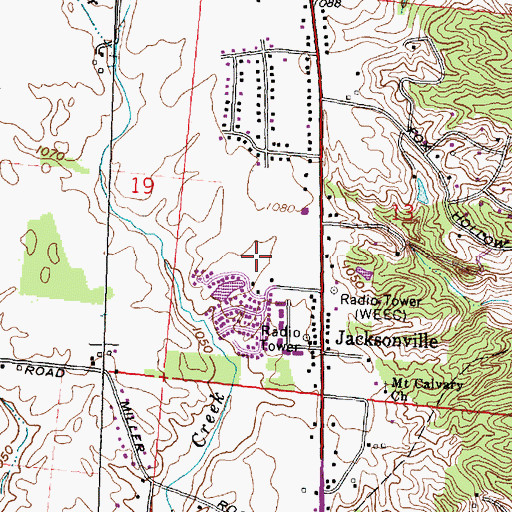 Topographic Map of WEEC-FM (Springfield), OH