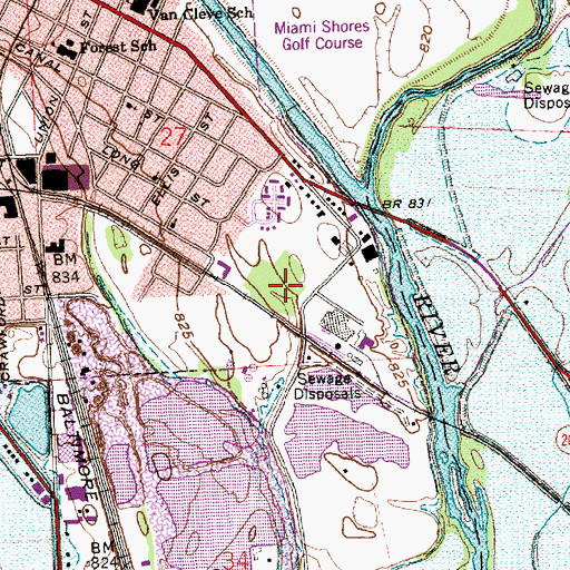 Topographic Map of WTRJ-FM (Troy), OH