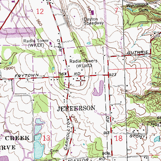 Topographic Map of WQRP-FM (West Carrollton), OH