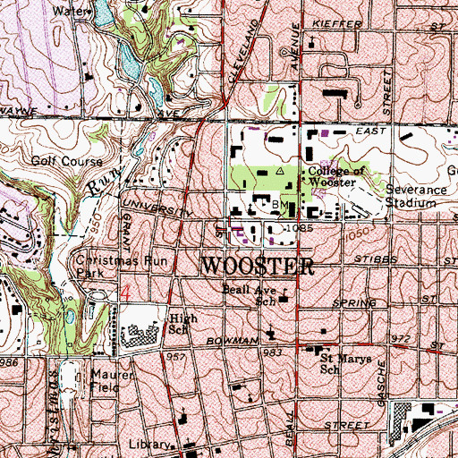 Topographic Map of WCWS-FM (Wooster), OH