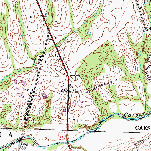 Topographic Map of WDJK-FM (Xenia), OH