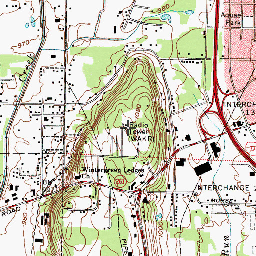 Topographic Map of WAKC-TV (Akron), OH