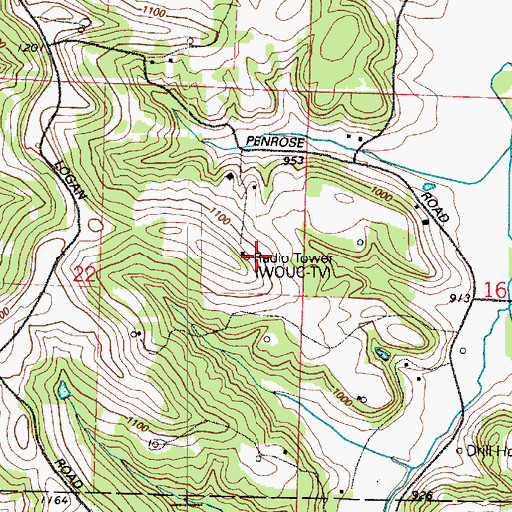 Topographic Map of WOUC-TV (Cambridge), OH