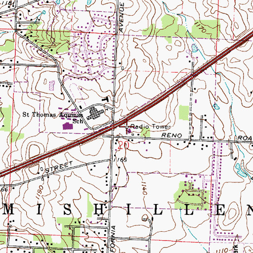 Topographic Map of WDLI-TV (Canton), OH
