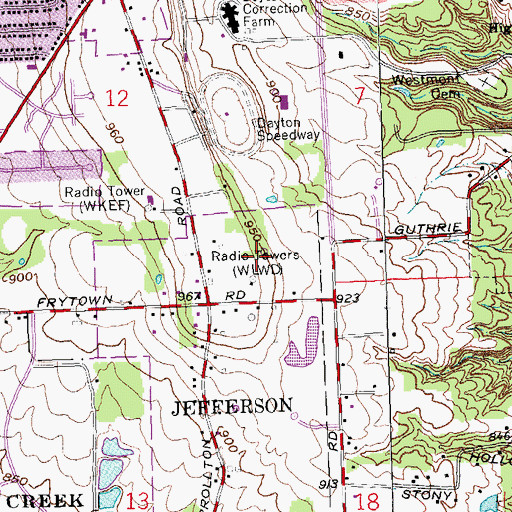 Topographic Map of WDTN-TV (Dayton), OH