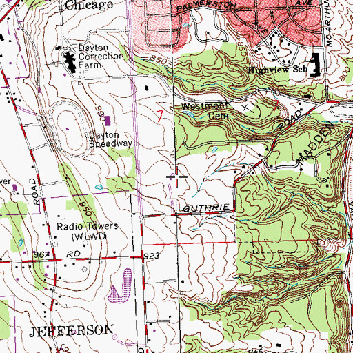 Topographic Map of WPTD-TV (Dayton), OH