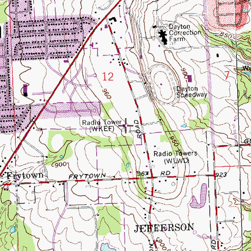 Topographic Map of WKEF-TV (Dayton), OH