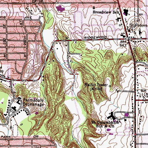 Topographic Map of WOIO-TV (Shaker Heights), OH