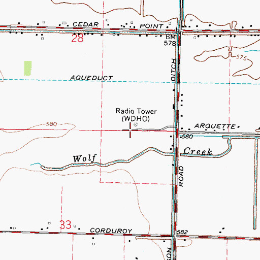 Topographic Map of WNWO-TV (Toledo), OH