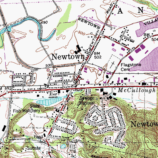 Topographic Map of Newtown Town Hall, OH