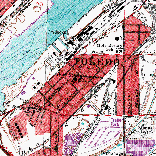 Topographic Map of Birmingham Elementary School, OH