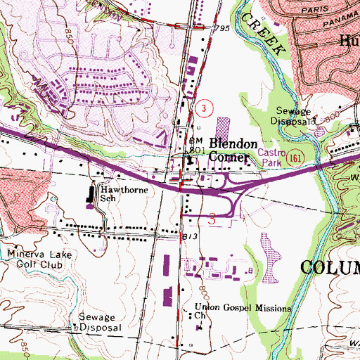 Topographic Map of Blendon Corner, OH