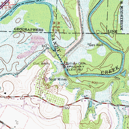 Topographic Map of Bolivar Dam, OH