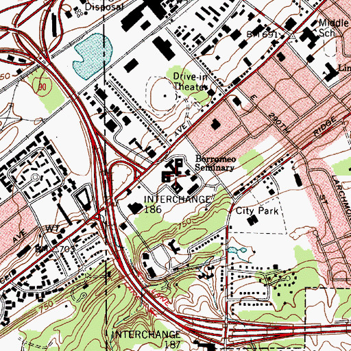 Topographic Map of Borromeo Seminary, OH
